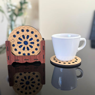 Moroccan Starburst Wooden Coaster Set – Red, Green & Blue Pack