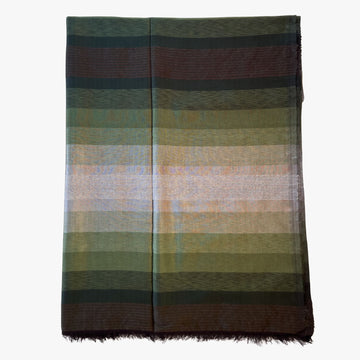 Handwoven Moroccan Throw Blanket with Dark Green Tones