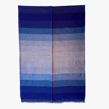 Handwoven Moroccan Throw Blanket with Rich Indigo Tones