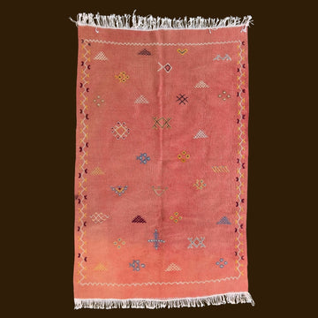 Handwoven Moroccan Berber Rug - Coral Pink