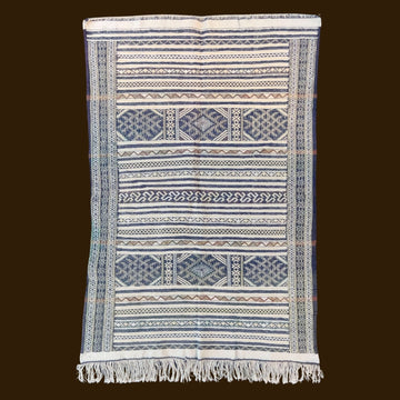 Handcrafted Berber Rug – Blue and White Striped Pattern