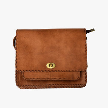 Rectangular Brown Leather Handbag