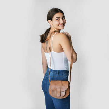 Small Warm Brown Leather Satchel