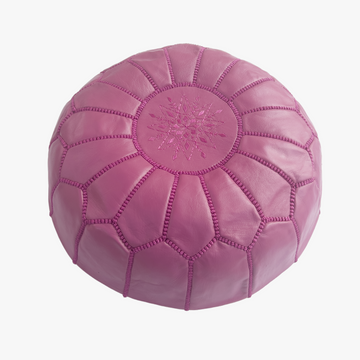 Moroccan Leather Pouf – Magenta Blossom Design