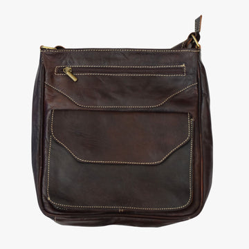 Classic Black Leather Square Messenger Bag