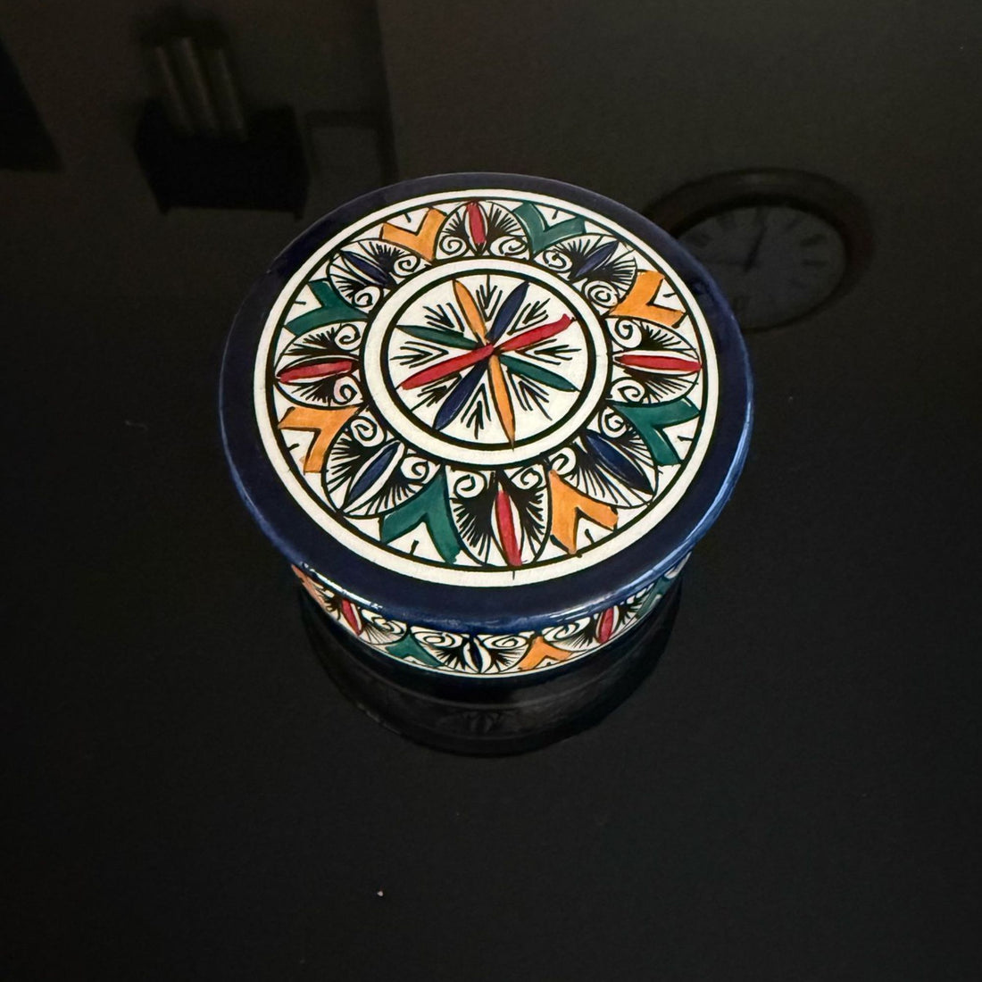 Handmade Moroccan Ceramic Small Container with Lid – Vibrant Multicolor Design