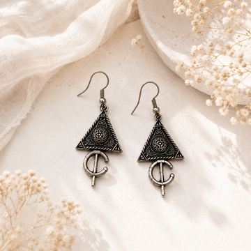 Moroccan Tuareg Symbol Stainless Steel Earrings – Handmade Artisan Jewelry