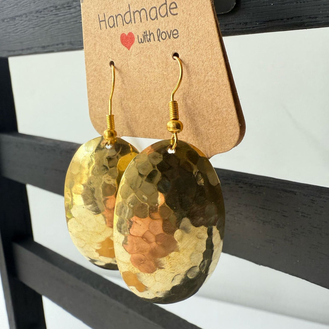 Moroccan Handmade Brass Earrings - Oval Shape