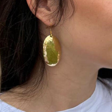 Moroccan Handmade Brass Earrings - Oval Shape