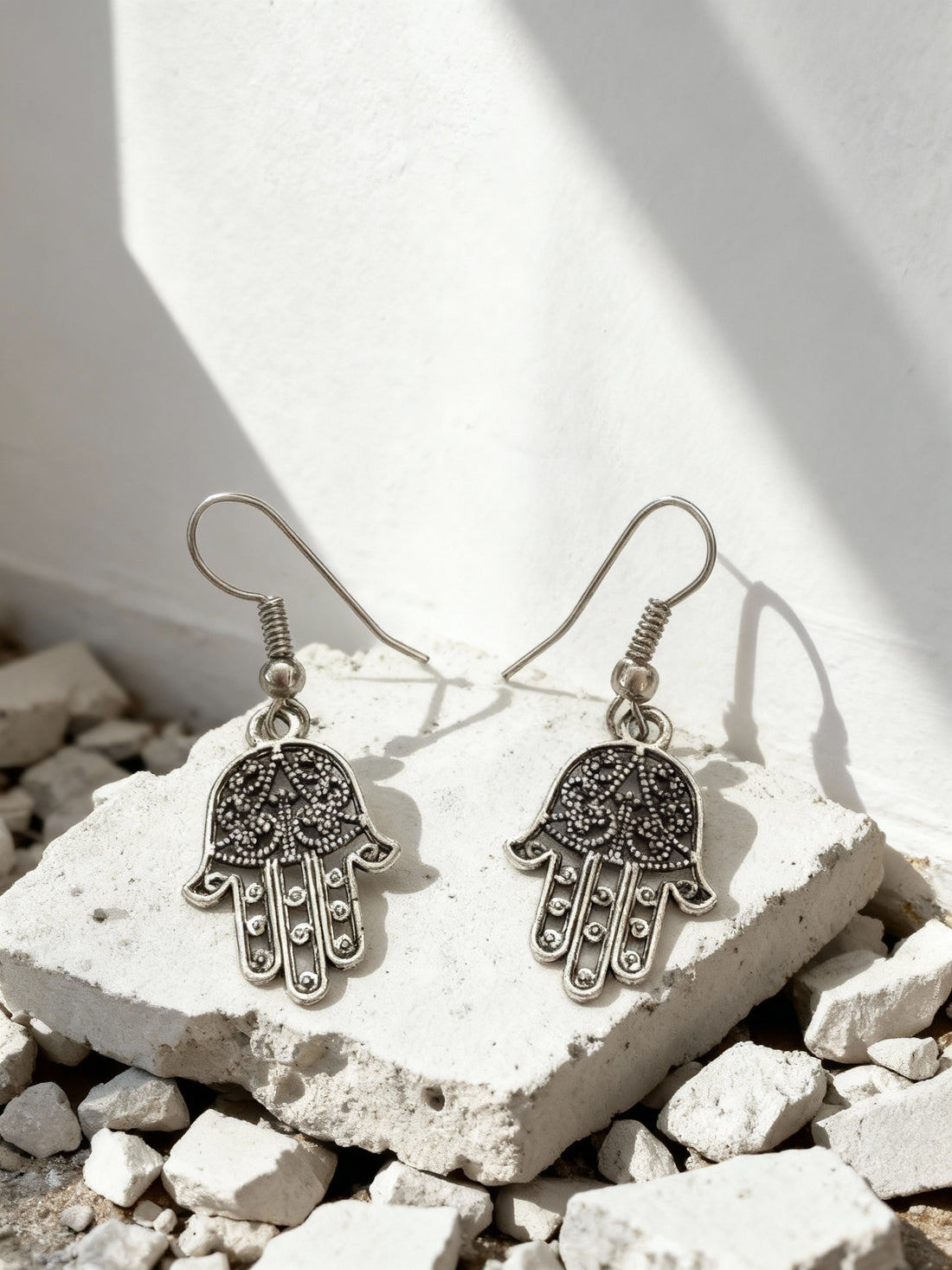 Hamsa Stainless Steel Moroccan Earrings – Handmade Artisan Jewelry