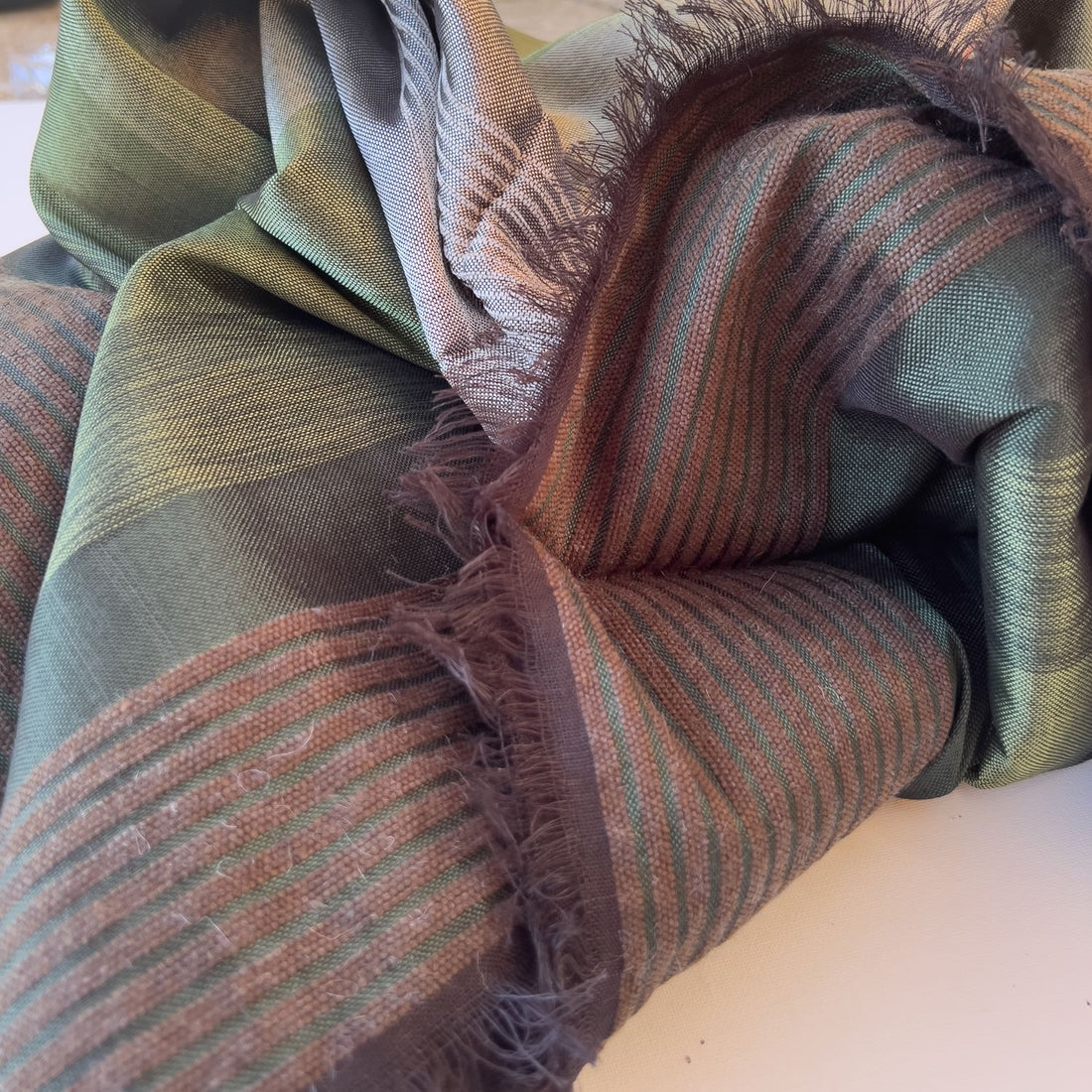 Handwoven Moroccan Throw Blanket with Dark Green Tones