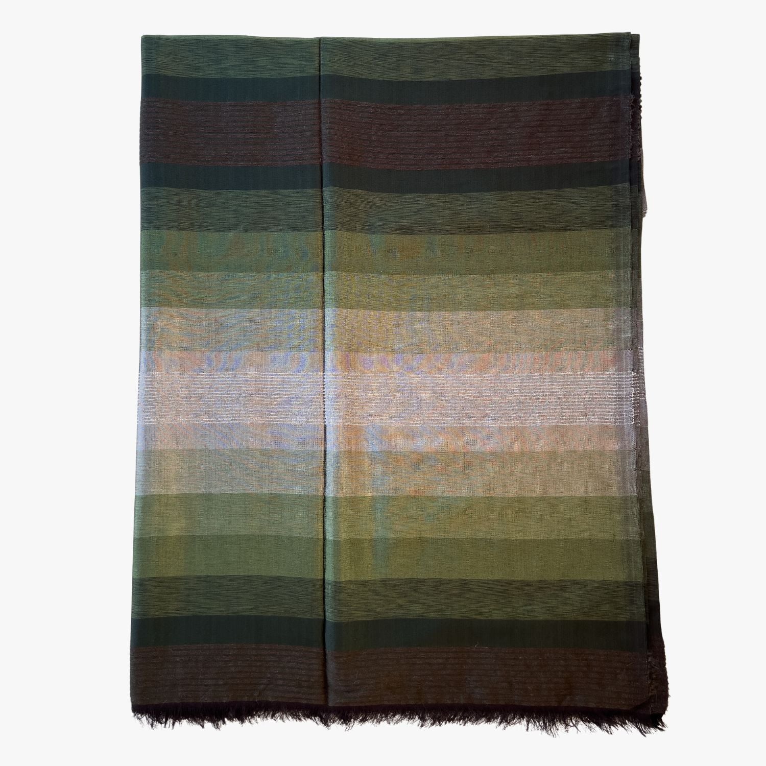 Handwoven Moroccan Throw Blanket with Dark Green Tones