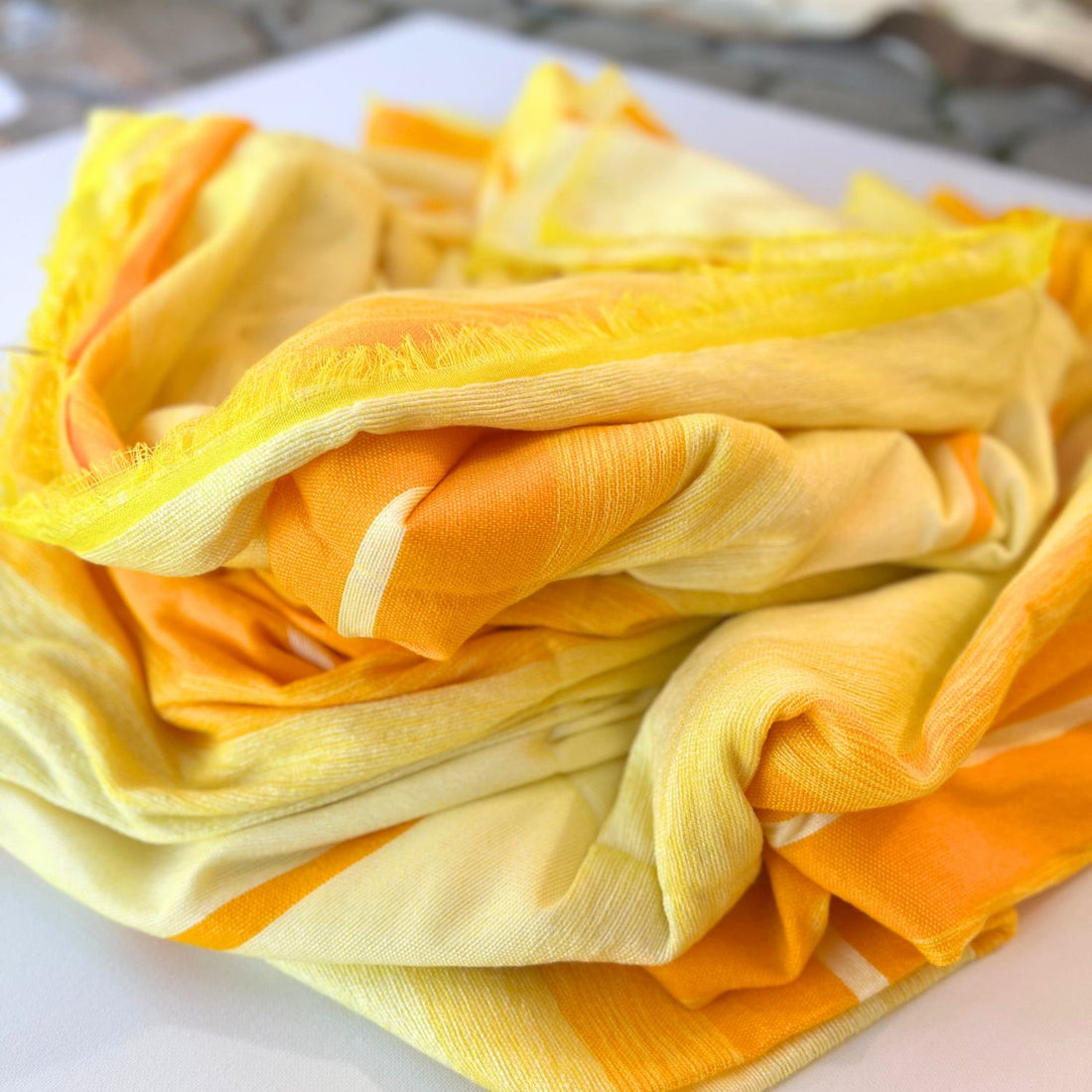 Handwoven Moroccan Throw Blanket with Sun Yellow Tones