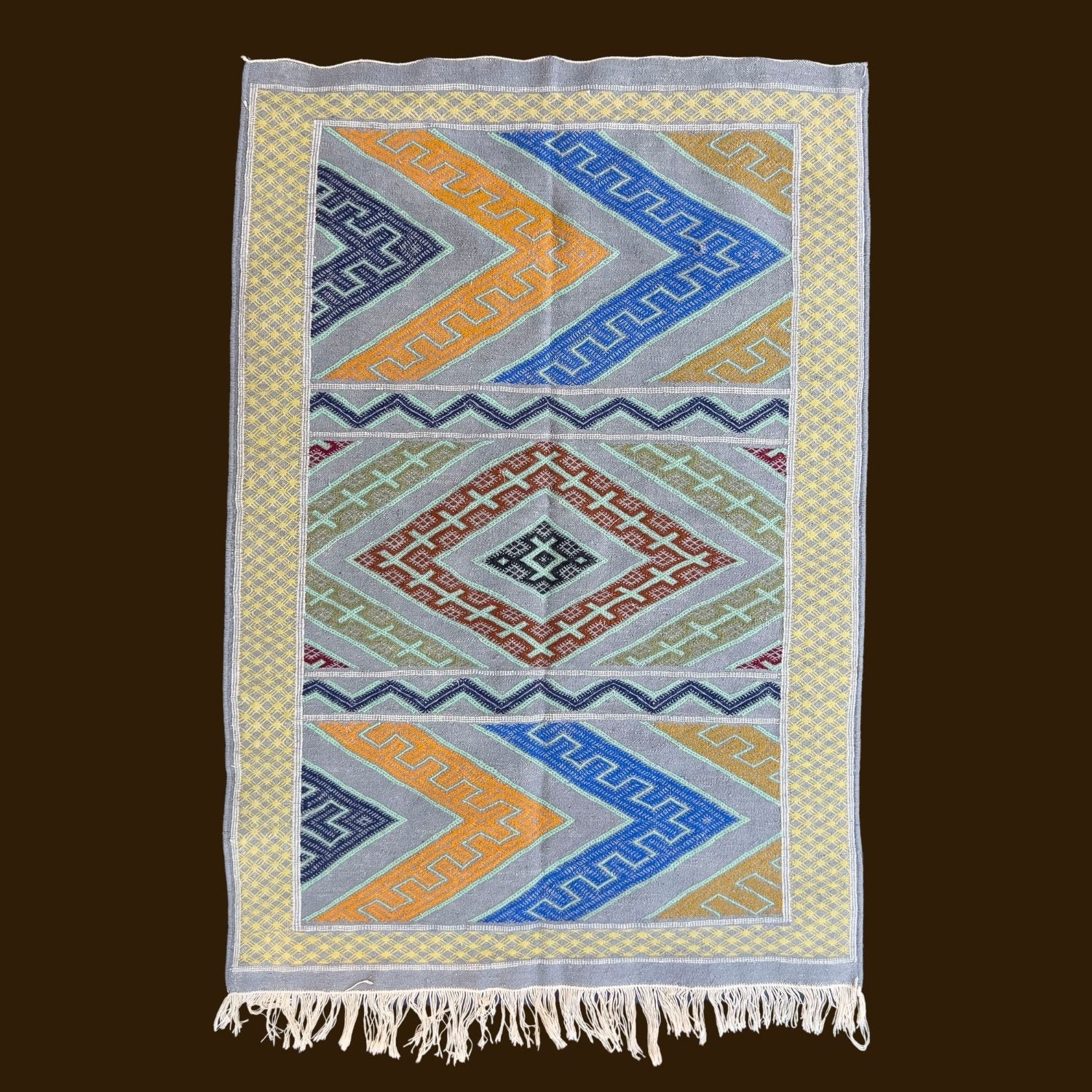 Handwoven Moroccan Kilim Rug - Colorful Tribal Patterns
