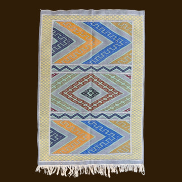 Handwoven Moroccan Kilim Rug - Colorful Tribal Patterns