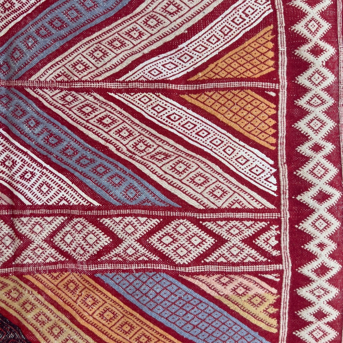 Handwoven Moroccan Kilim Rug - Warm Chevron and Diamond Design