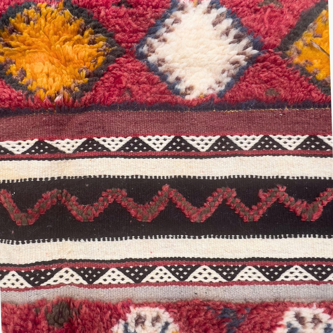 Traditional Berber Rug - Striped Chevron and Diamond Motifs