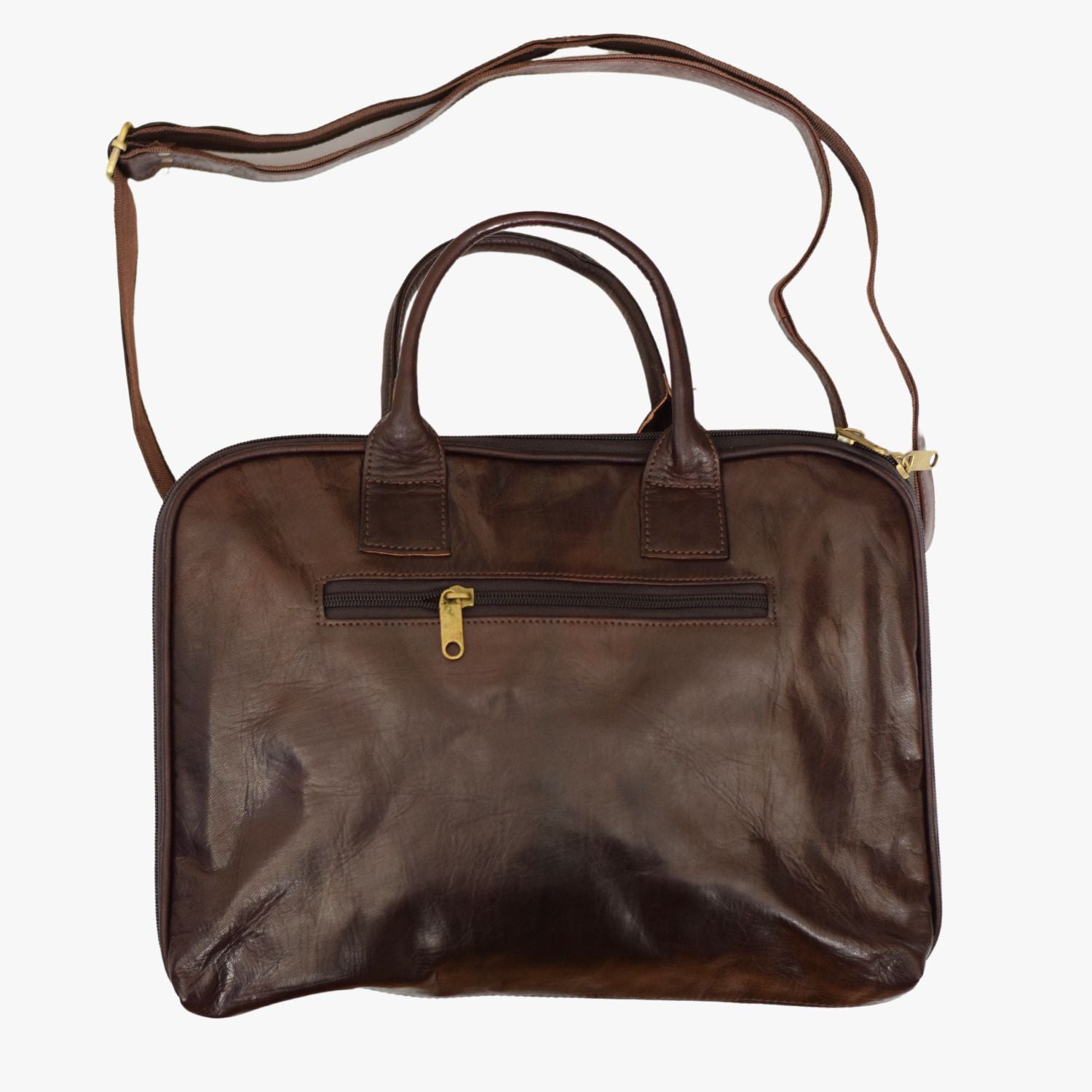 Small Dark Brown Leather Laptop Bag