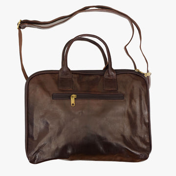 Small Dark Brown Leather Laptop Bag