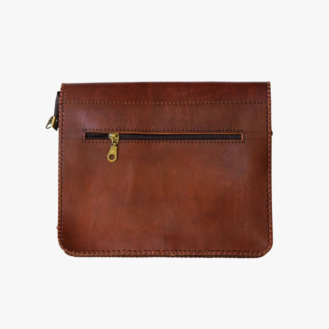Rectangular Dark Brown Leather Handbag