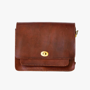 Rectangular Dark Brown Leather Handbag