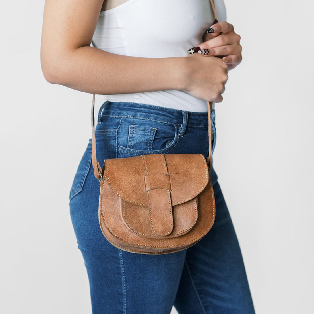 Small Warm Brown Leather Satchel