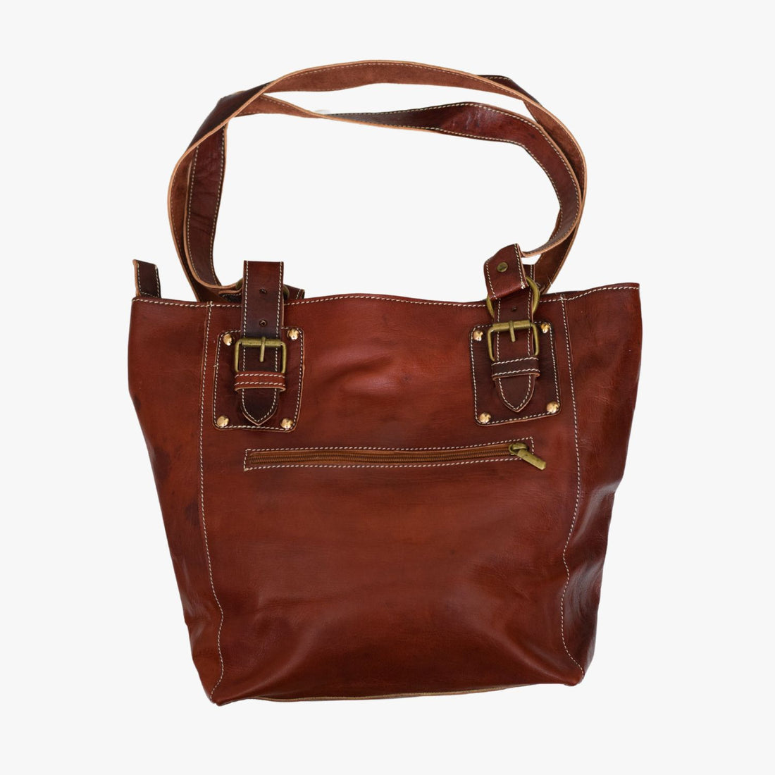 Sunburst Brown Leather Tote Bag