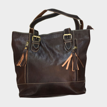 Women's Black Leather Tote Bag