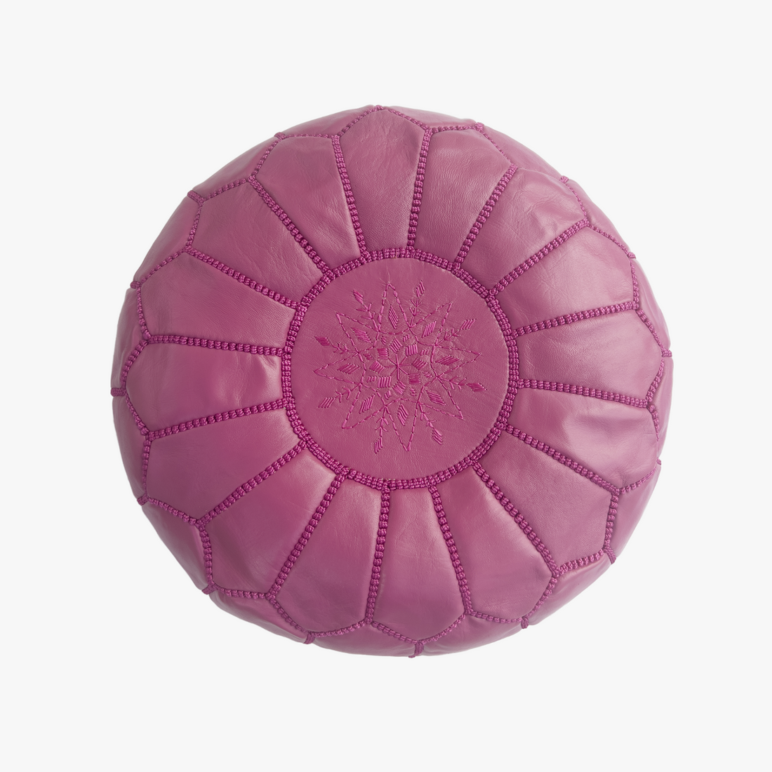 Moroccan Leather Pouf – Magenta Blossom Design