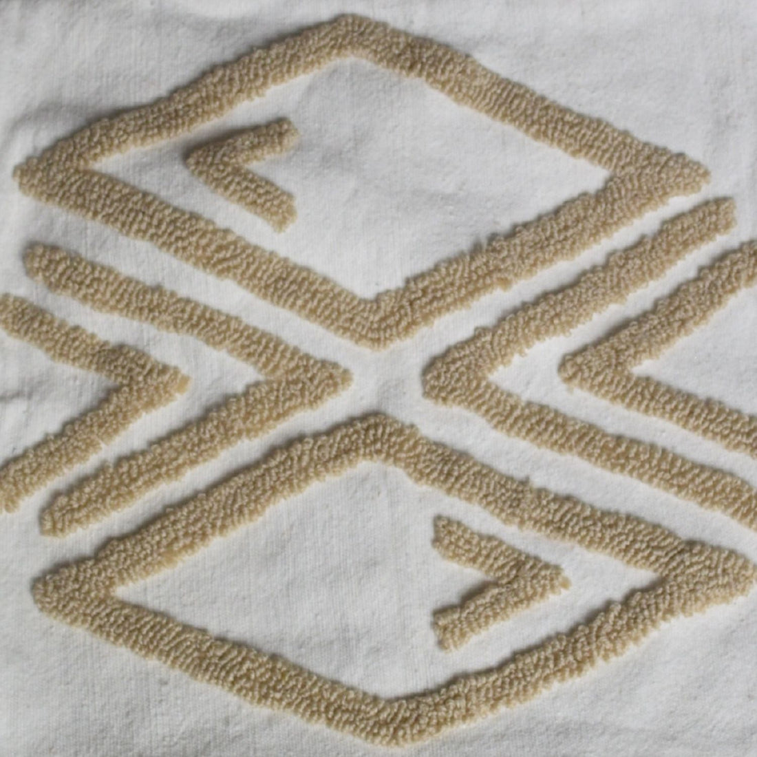 Handwoven Moroccan Beige and White Pillow Cover with Geometric Design