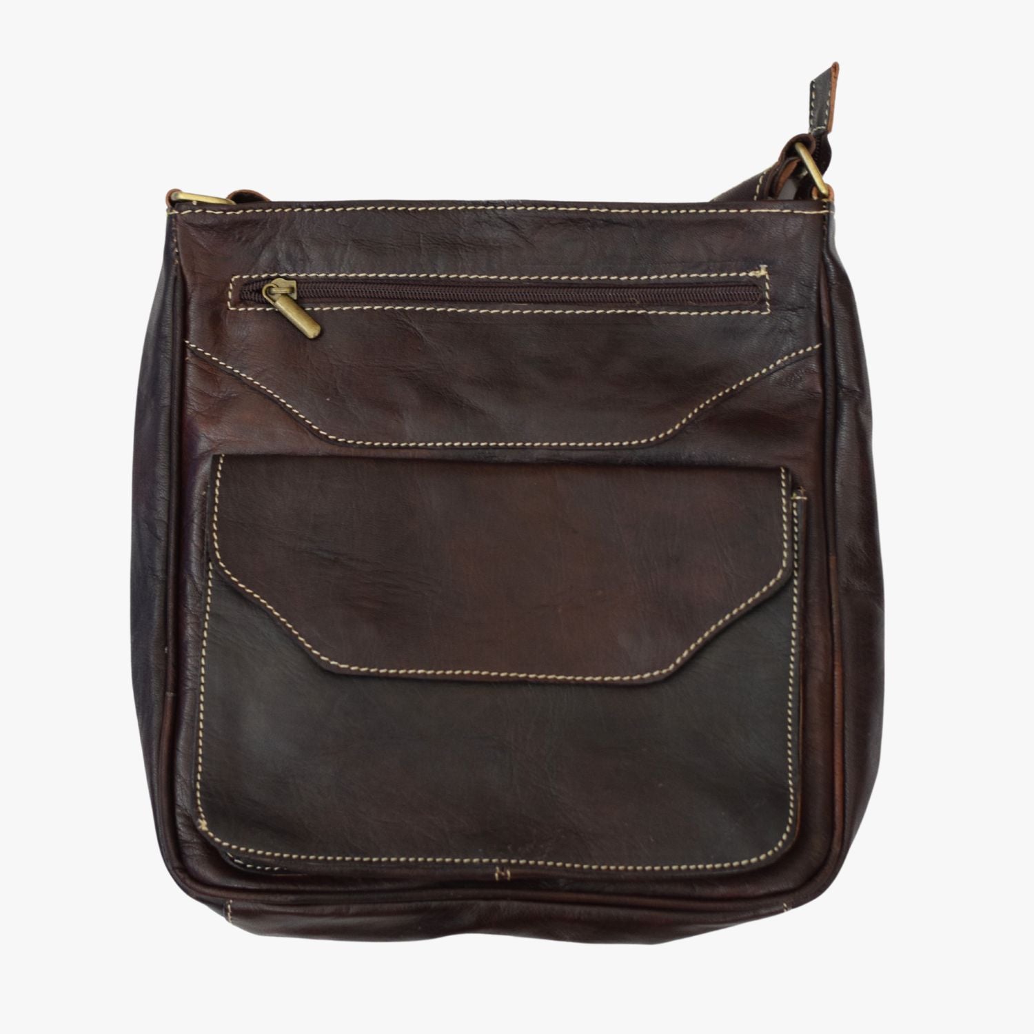 Classic Black Leather Square Messenger Bag