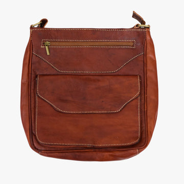 Classic Brown Leather Square Messenger Bag