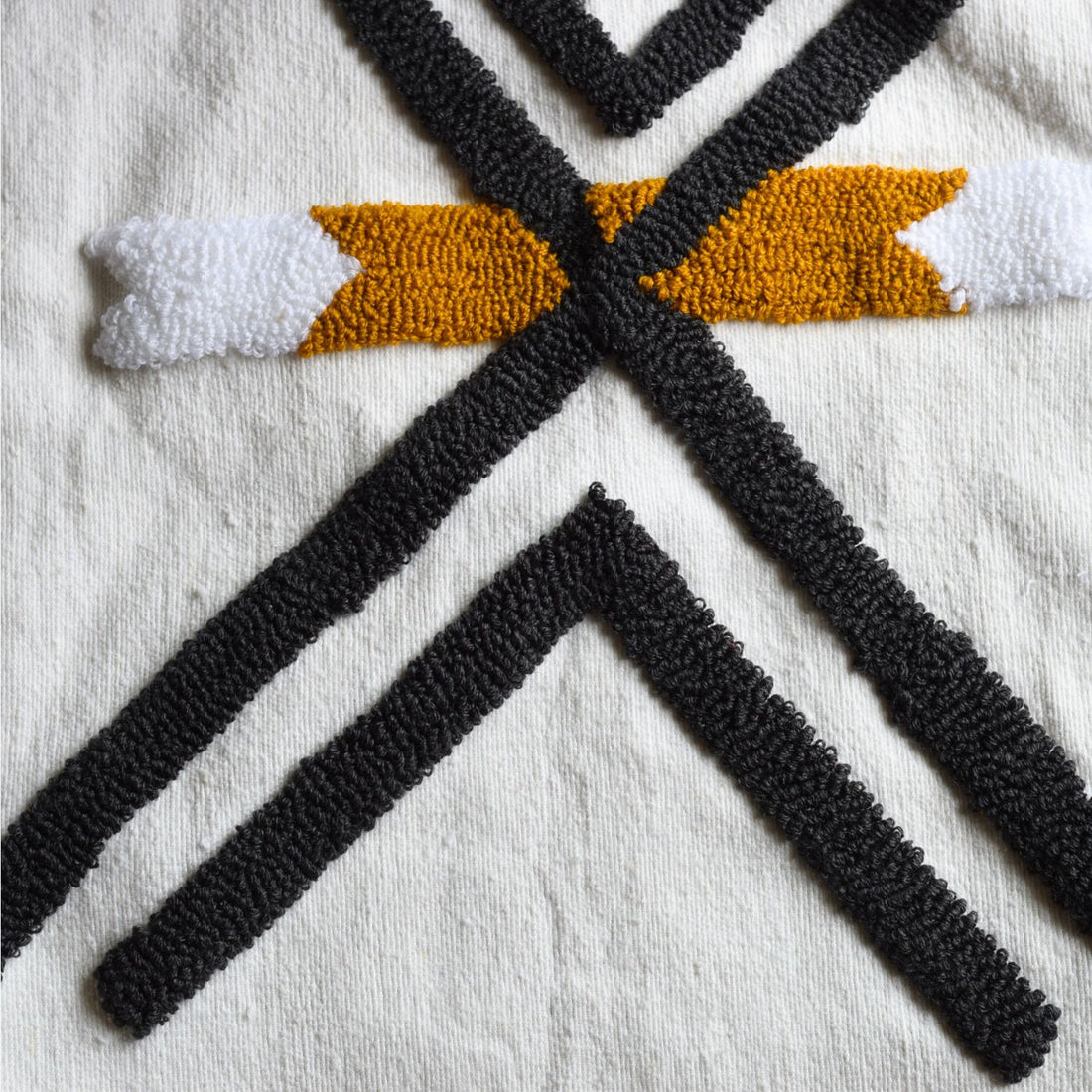 Handwoven Moroccan Pillow Cover with Black and Mustard Geometric Design and Tassels