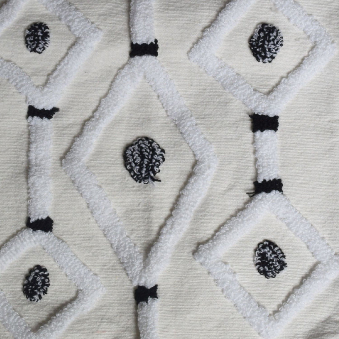 Handwoven Moroccan Pillow Cover with Grey Diamond and Line Pattern