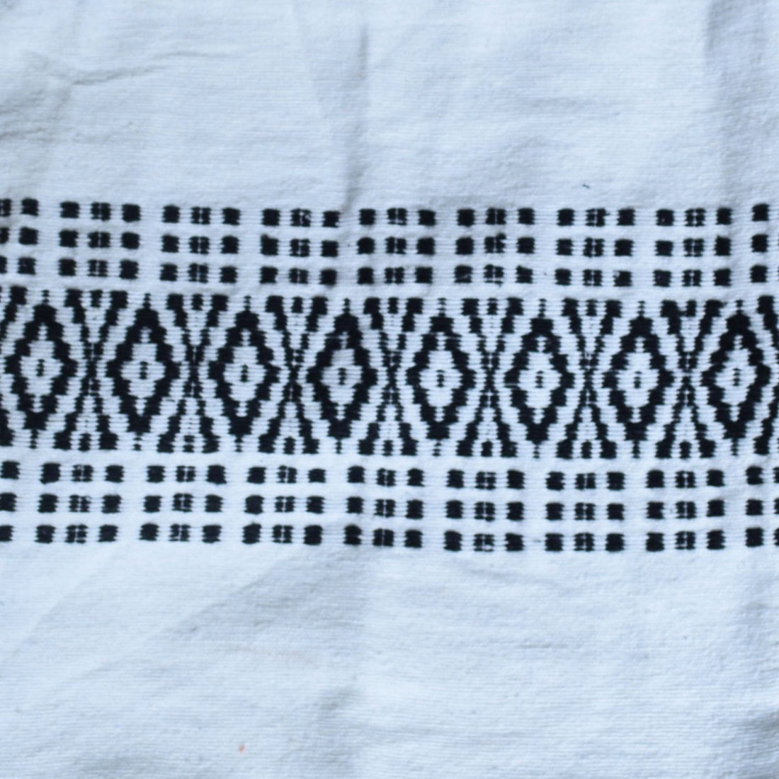 Handwoven Moroccan Pillow Cover with Black Diamond Pattern and Tassels